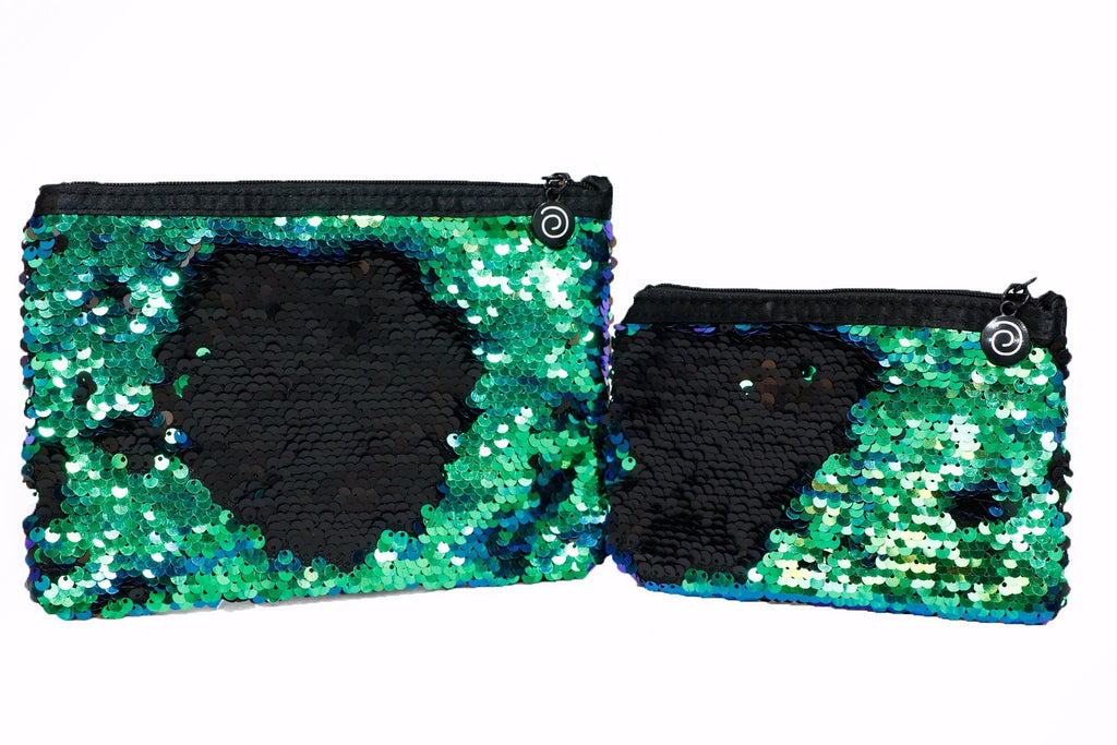 Blue, Green & Black Reversible Sequin Pouch – Funky Monkey Fashion  Accessories